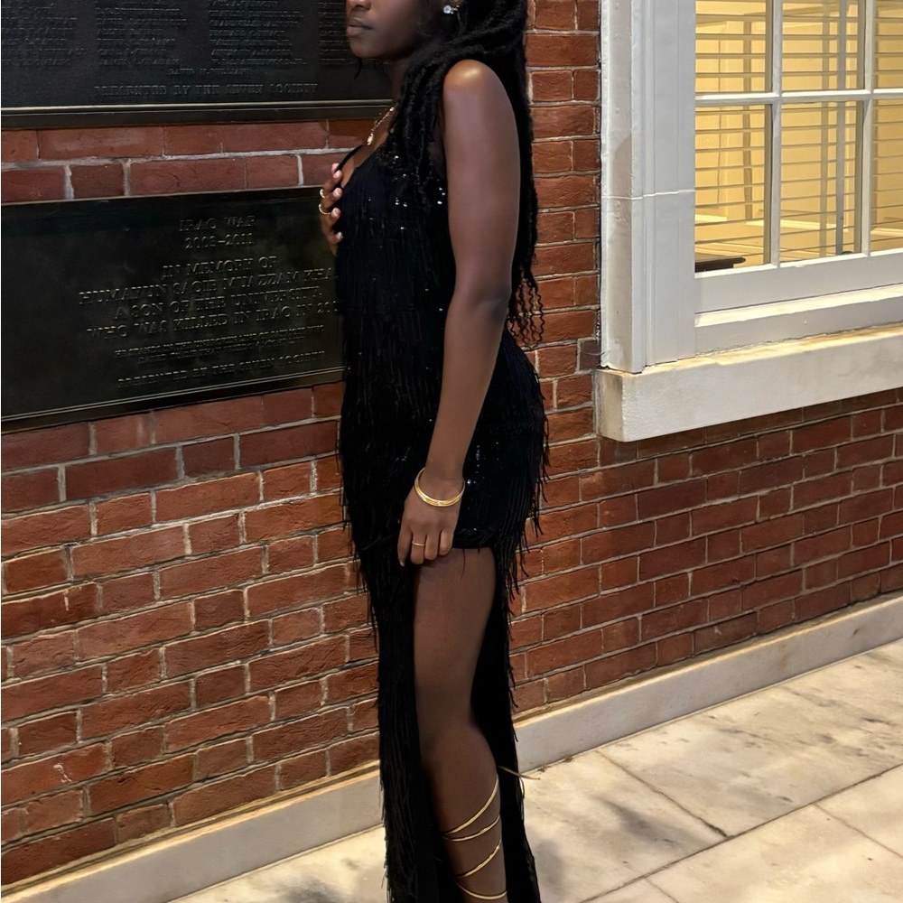 Elegant Black Fringe Dress